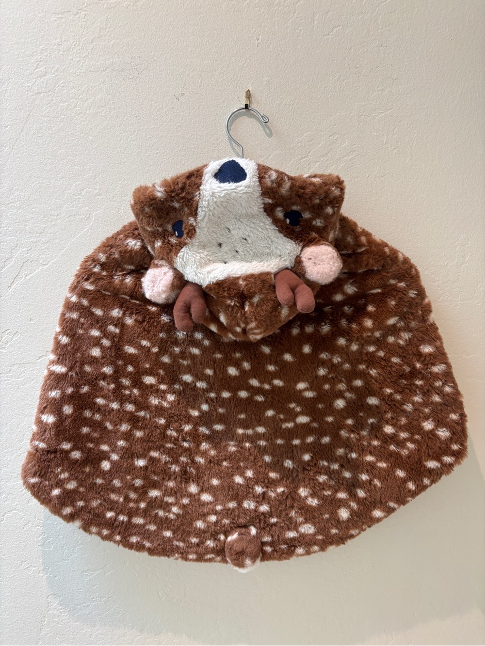 Mini Boden Brown Spotted Deer Hooded Faux Fur Dress Cape